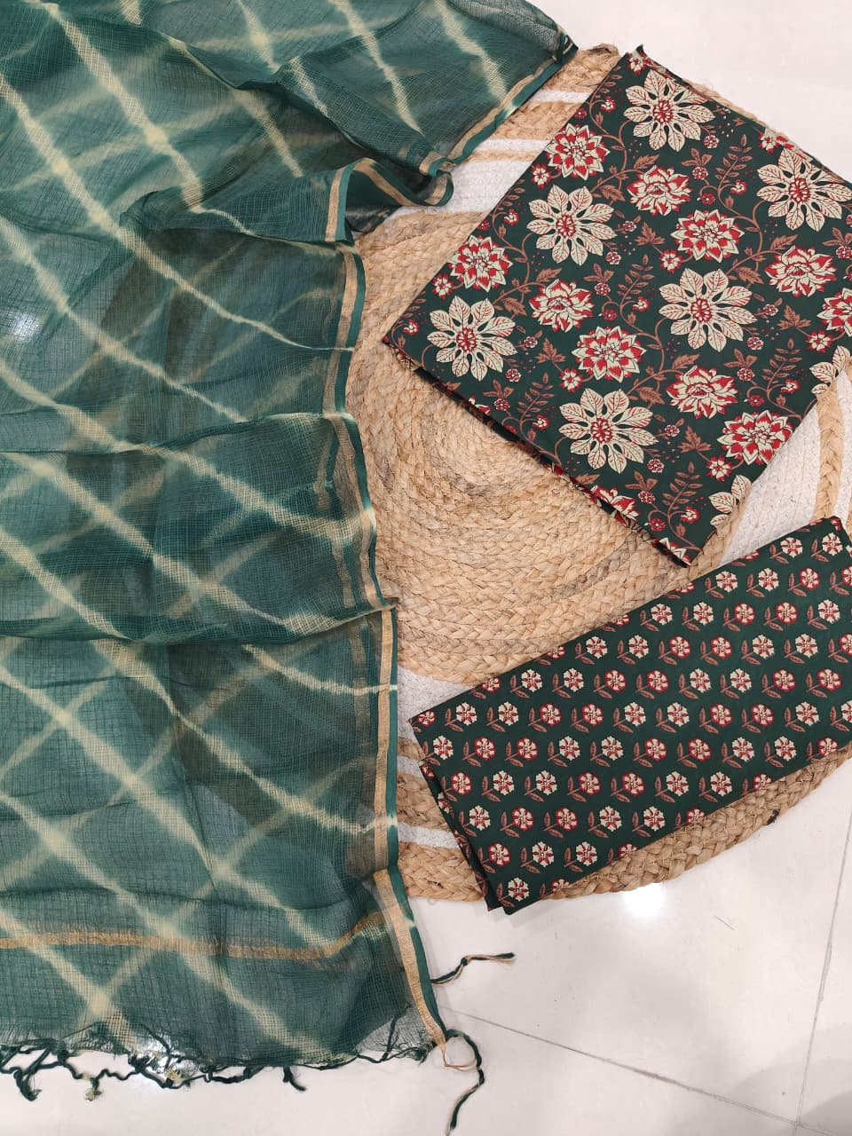 JAIPURI BLOCK PRINTED COTTON SUIT WITH KOTA DUPPATA (CKS123)