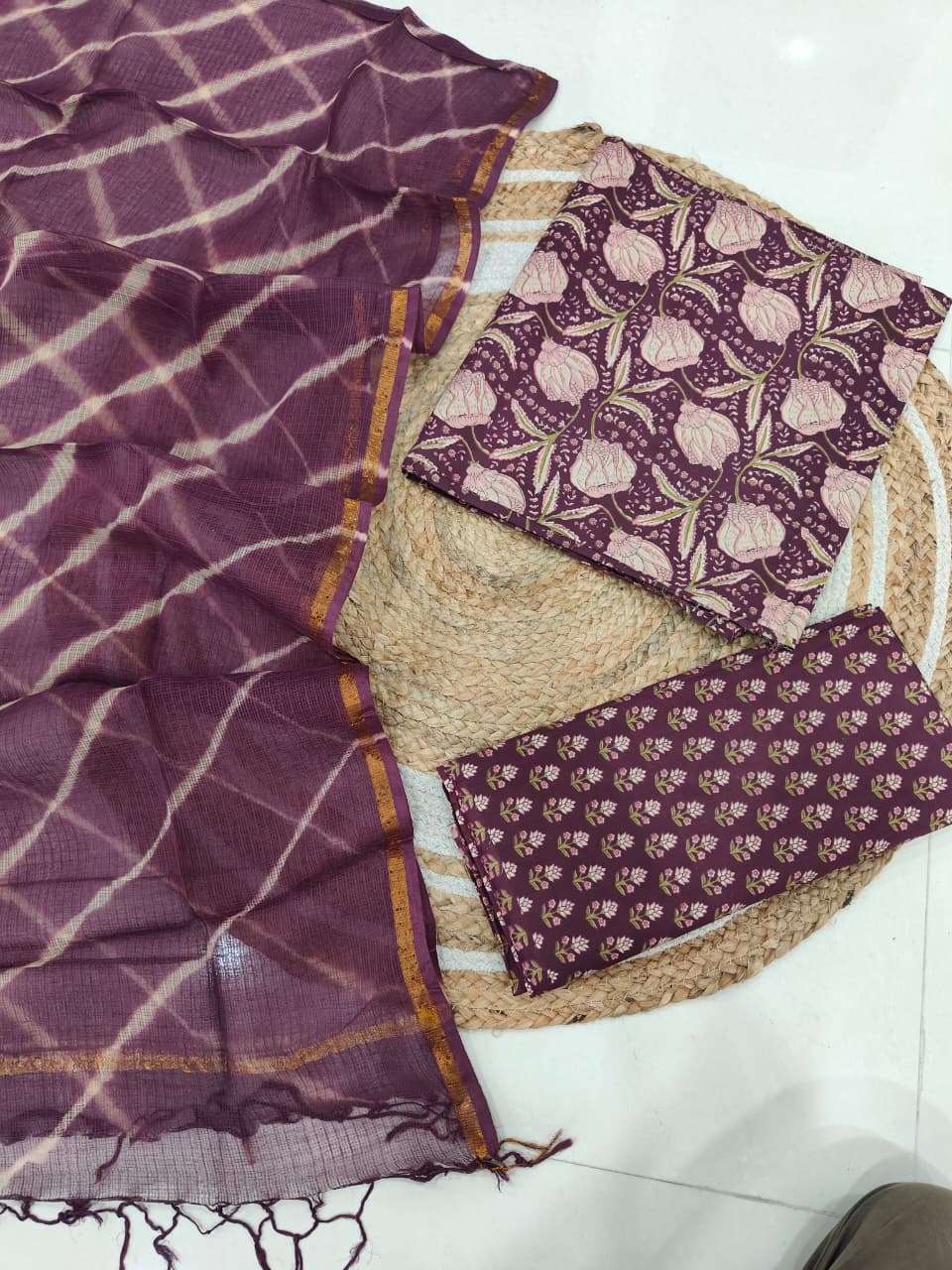 JAIPURI BLOCK PRINTED COTTON SUIT WITH KOTA DUPPATA (CKS125)