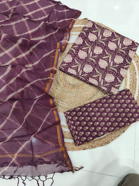 JAIPURI BLOCK PRINTED COTTON SUIT WITH KOTA DUPPATA (CKS125)