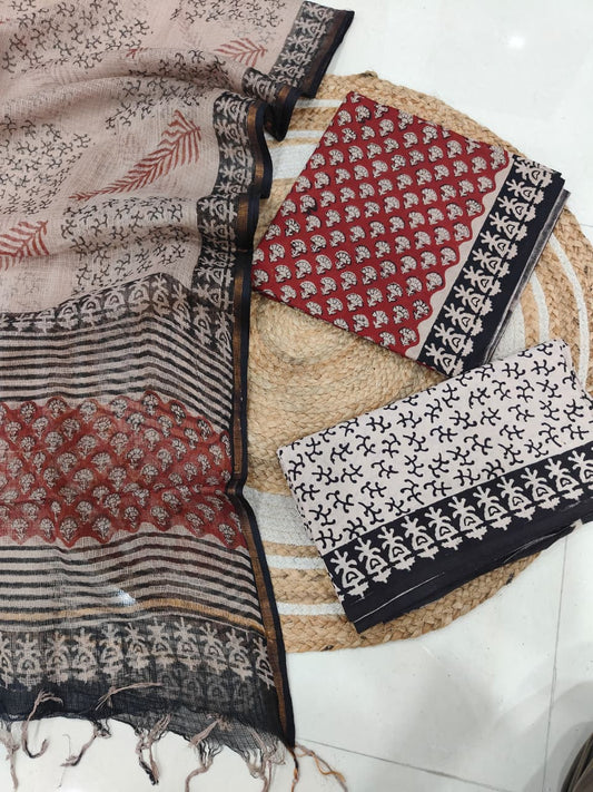 JAIPURI BLOCK PRINTED COTTON SUIT WITH KOTA DUPPATA (CKS127)
