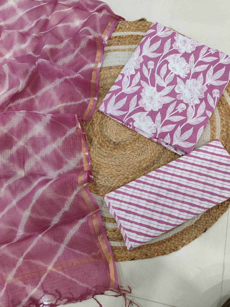 JAIPURI BLOCK PRINTED COTTON SUIT WITH KOTA DUPPATA (CKS124)