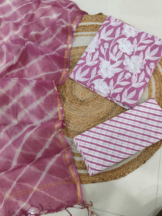 JAIPURI BLOCK PRINTED COTTON SUIT WITH KOTA DUPPATA (CKS124)