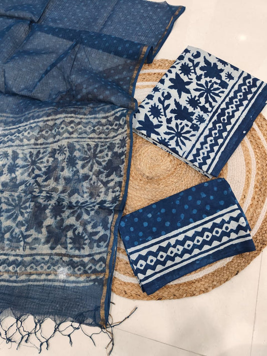 JAIPURI BLOCK PRINTED COTTON SUIT WITH KOTA DUPPATA (CKS130)