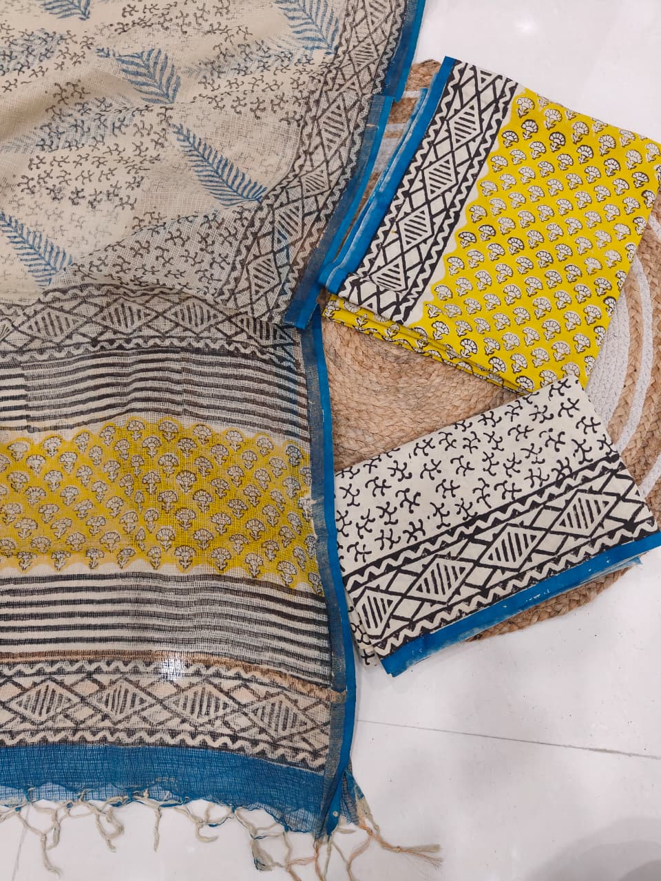 JAIPURI BLOCK PRINTED COTTON SUIT WITH KOTA DUPPATA (CKS131)