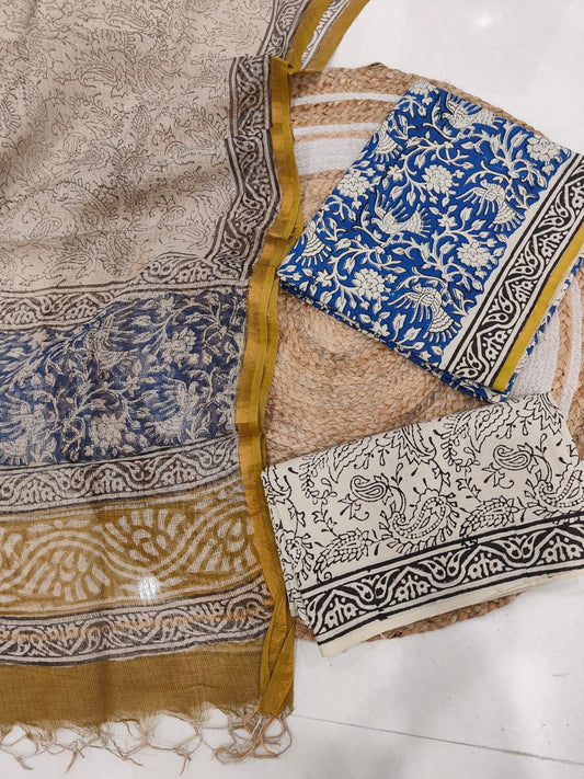 JAIPURI BLOCK PRINTED COTTON SUIT WITH KOTA DUPPATA (CKS128)