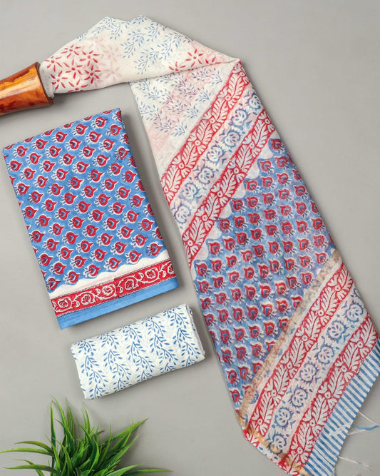 JAIPUR COTTON SUIT WITH CHANDERI DUPPATA (CSS82)