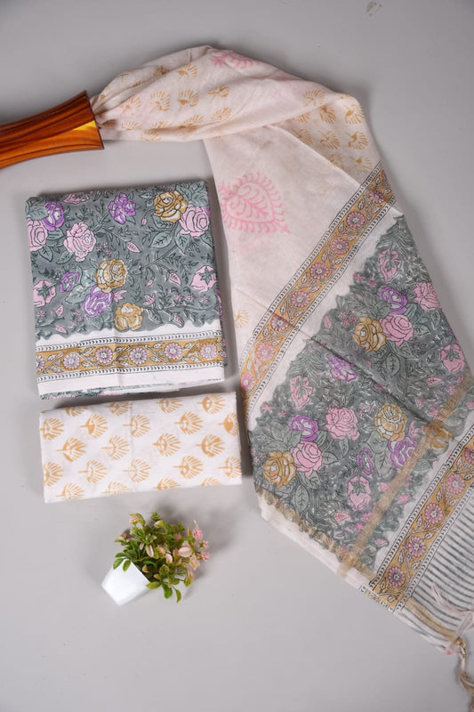JAIPUR COTTON SUIT WITH CHANDERI DUPPATA (CSS92)