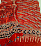 Vanaspati Ajrakh Hand Block Printed Suits Modal Silk Fabric (CIT85)