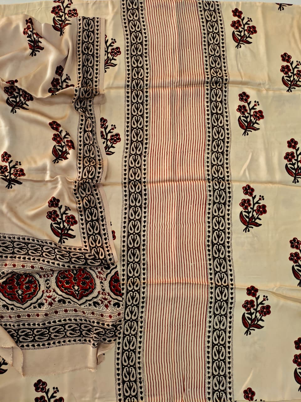 Vanaspati Ajrakh Hand Block Printed Suits Modal Silk Fabric (CIT84)