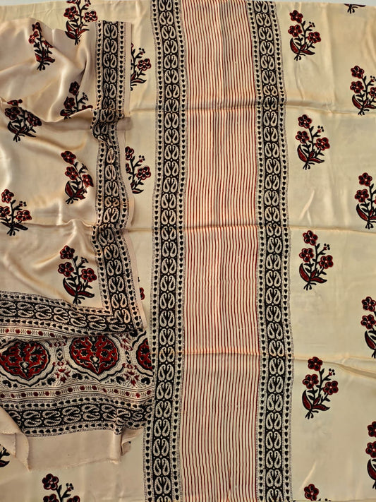 Vanaspati Ajrakh Hand Block Printed Suits Modal Silk Fabric (CIT84)