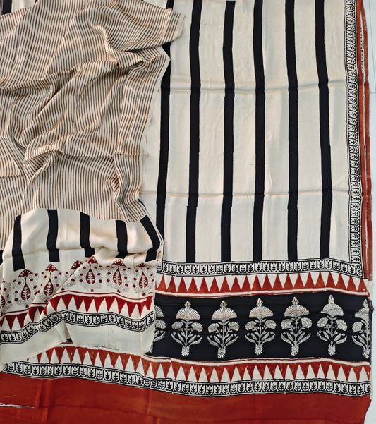 Vanaspati Ajrakh Hand Block Printed Suits Modal Silk Fabric (CIT83)