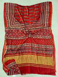 HAND BLOCK PRINTED Modal Silk Lagdi Patta SareeSAREE (CIG80)