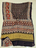 HAND BLOCK PRINTED  MODAL SILK LAGDI PATTA SAREE (CIG84)