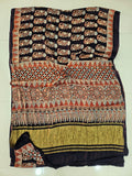HAND BLOCK PRINTED   MODAL SILK LAGDI PATTA  SAREE (CIG87)