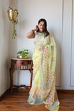 Hand Brush Painted Chiffon Saree with Blouse ( CIA46)