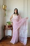 Hand Brush Painted Chiffon Saree with Blouse ( CIA56)