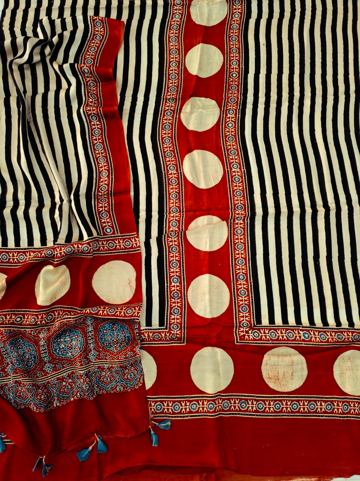 Vanaspati Ajrakh Hand Block Printed Suits Modal Silk Fabric (CIT88)