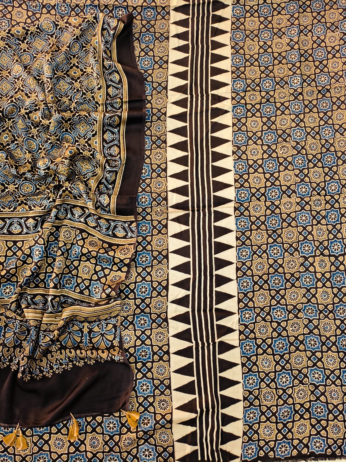 Vanaspati Ajrakh Hand Block Printed Suits Modal Silk Fabric (CIT90)