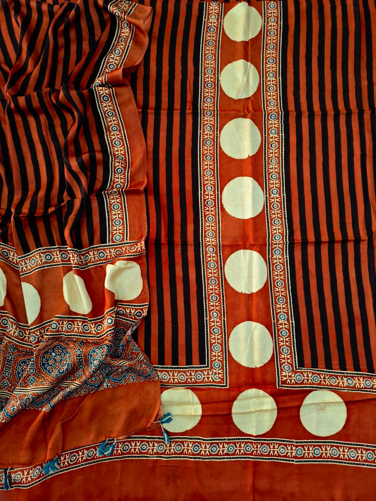 Vanaspati Ajrakh Hand Block Printed Suits Modal Silk Fabric (CIT93)