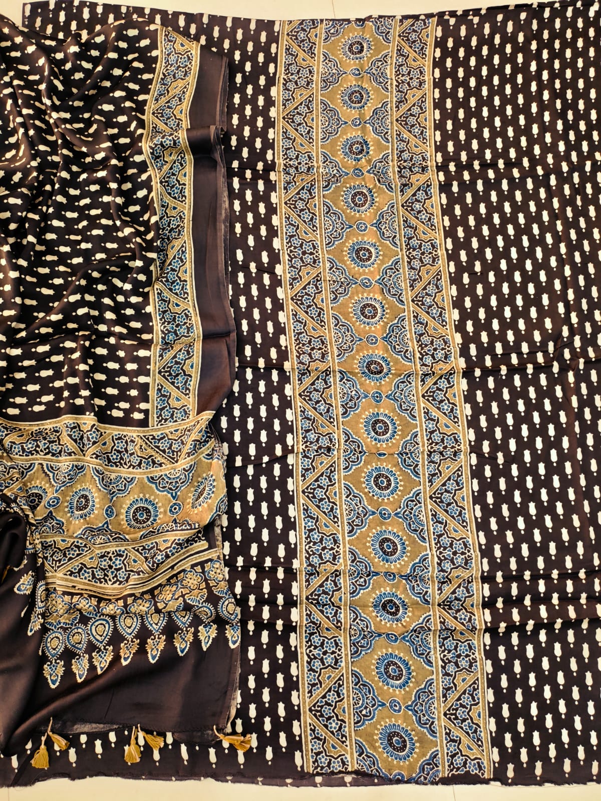 Vanaspati Ajrakh Hand Block Printed Suits Modal Silk Fabric (CIT94)