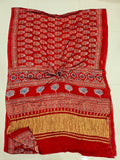 HAND BLOCK PRINTED  MODAL SILK LAGDI PATTA SAREE (CIG90)
