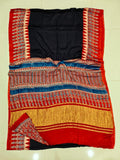 HAND BLOCK PRINTED  MODAL SILK LAGDI PATTA SAREE (CIG91)