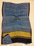HAND BLOCK PRINTED  MODAL SILK LAGDI PATTA SAREE (CIG89)