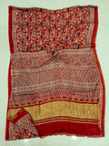 HAND BLOCK PRINTED  MODAL SILK LAGDI PATTA SAREE (CIG95)