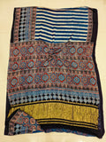 HAND BLOCK PRINTED  MODAL SILK LAGDI PATTA SAREE (CIG96)