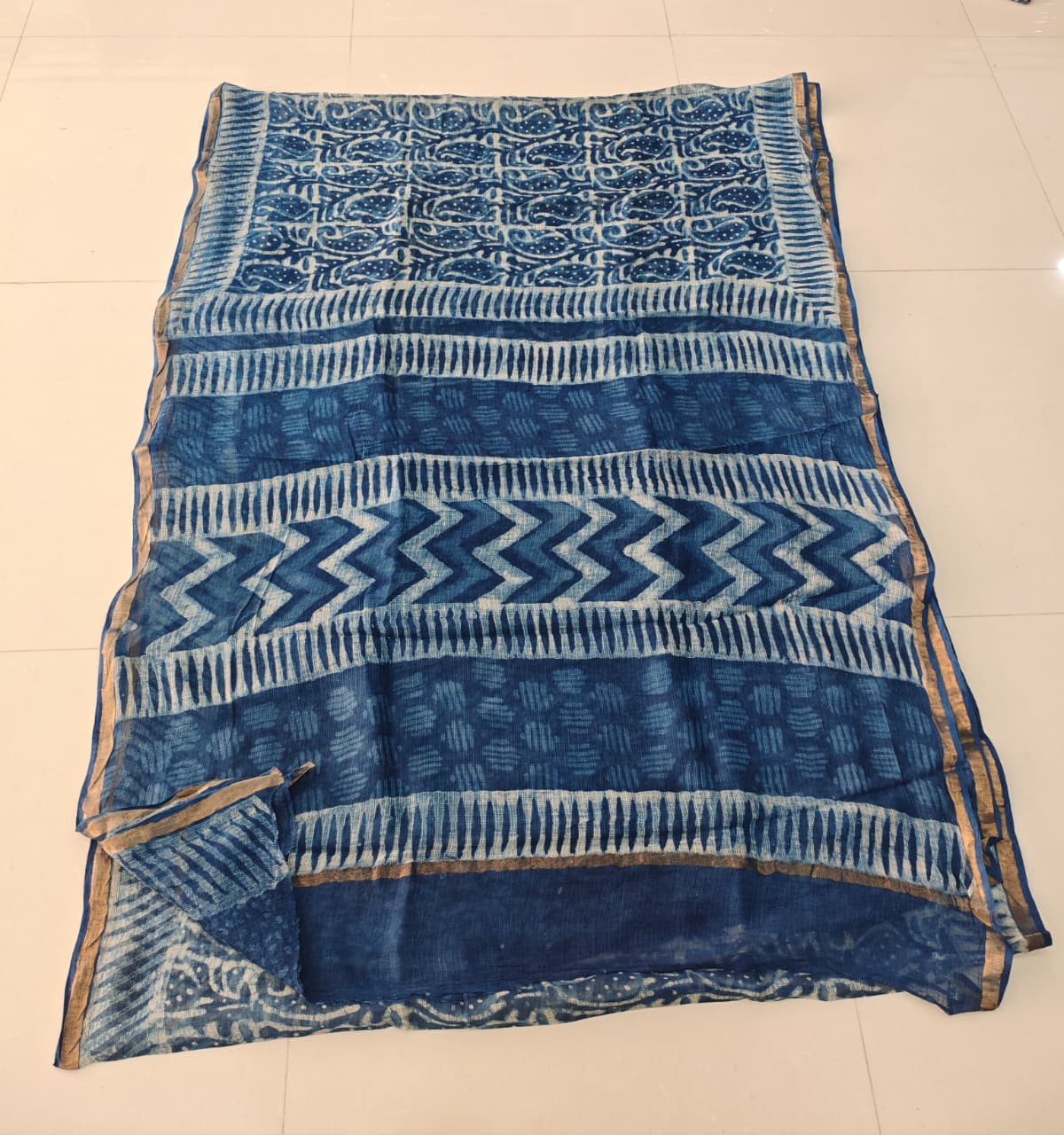 Jaipuri Block Printed Cotton Kota Doriya Saree (CIS126)