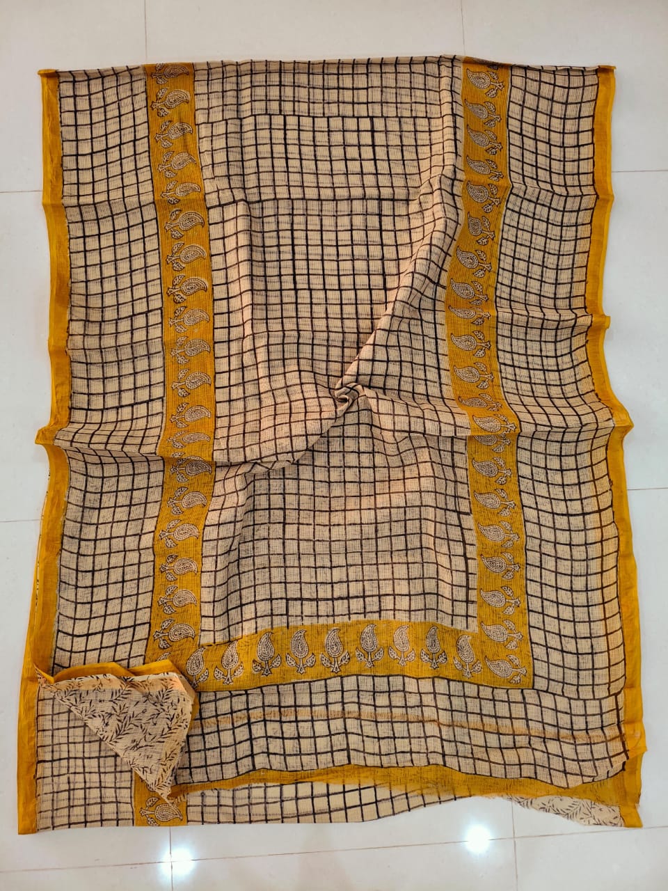Jaipuri Block Printed Cotton Kota Doriya Saree (CIS127)