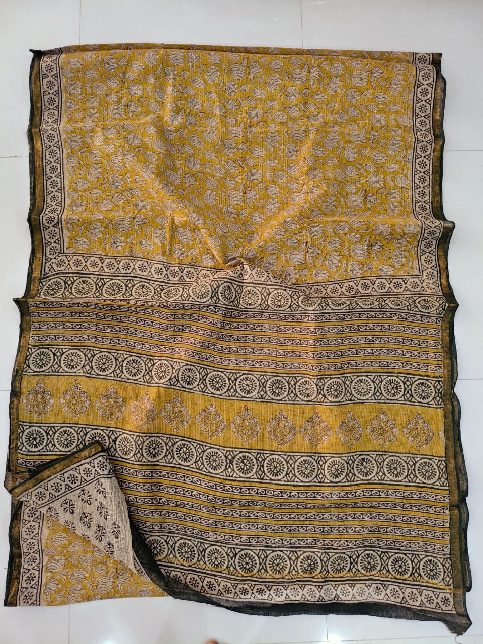 Jaipuri Block Printed Cotton Kota Doriya Saree (CIS129)