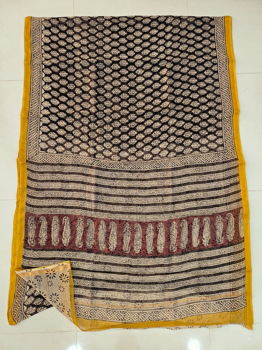 Jaipuri Block Printed Cotton Kota Doriya Saree (CIS130)