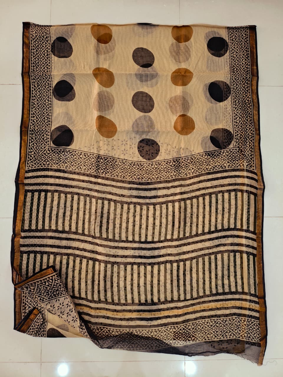 Jaipuri Block Printed Cotton Kota Doriya Saree (CIS133)