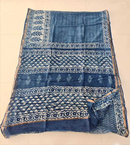 Jaipuri Block Printed Cotton Kota Doriya Saree (CIS136)