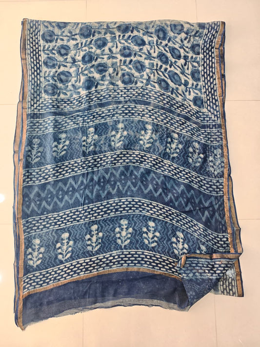 Jaipuri Block Printed Cotton Kota Doriya Saree (CIS137)