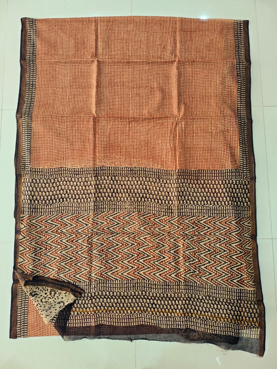 Jaipuri Block Printed Cotton Kota Doriya Saree (CIS142)