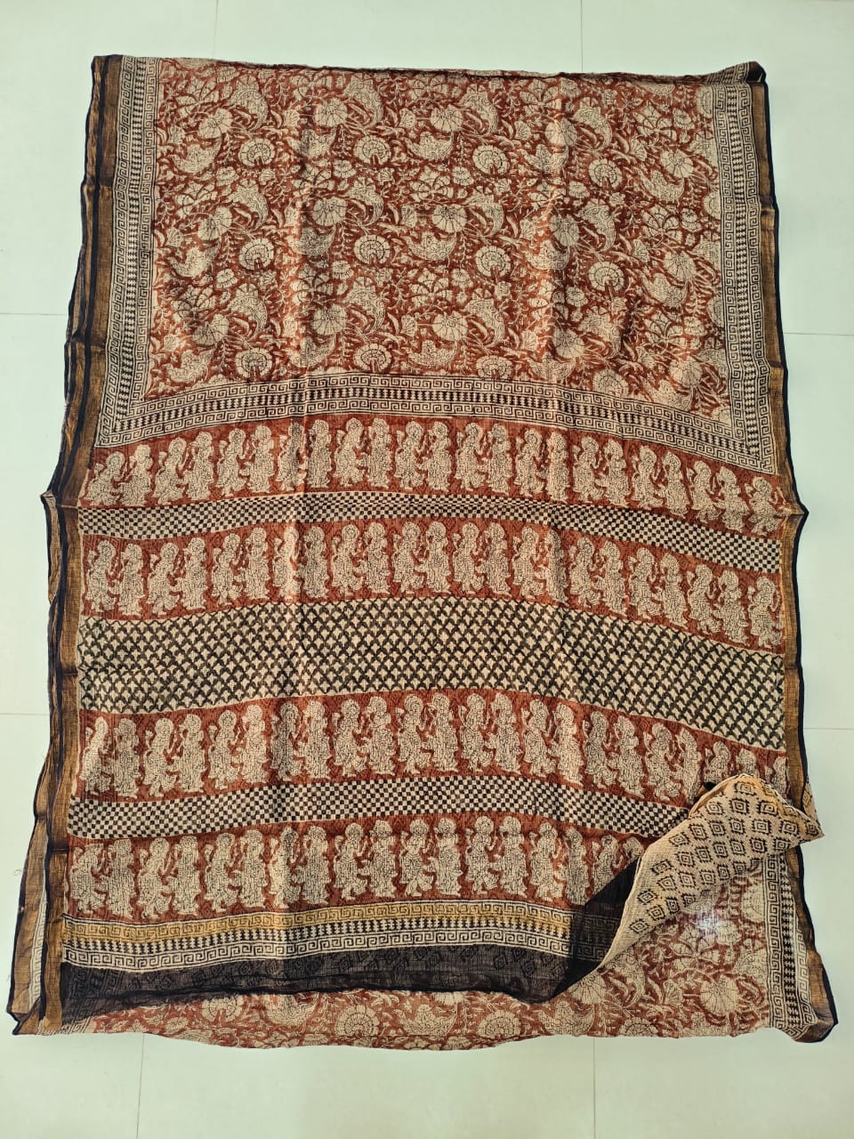 Jaipuri Block Printed Cotton Kota Doriya Saree (CIS143)