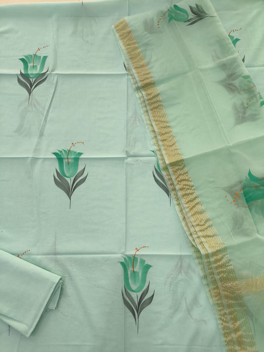 PRIMIUM JAIPURI COTTON SUIT WITH ORGANZA SILK DUPPATA (COS61)