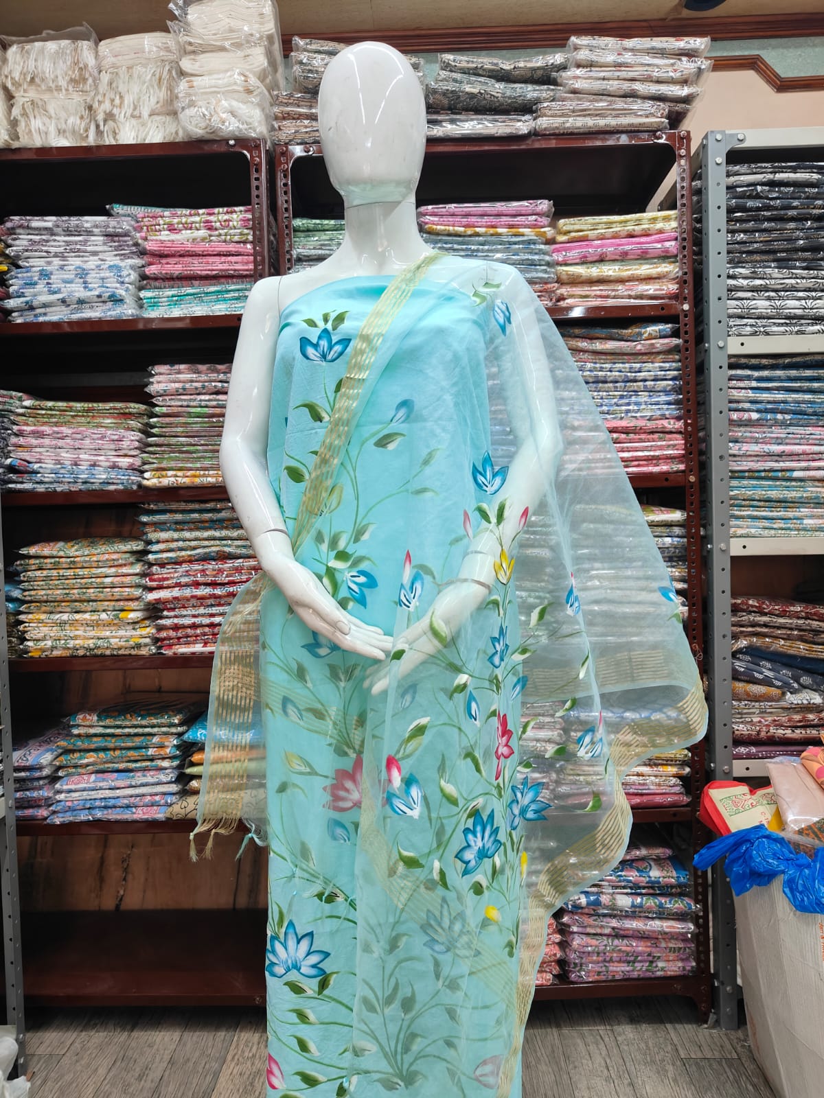 PRIMIUM JAIPURI COTTON SUIT WITH ORGANZA SILK DUPPATA (COS65)