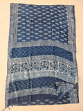 HAND BLOCK BLACK & WHITE PRINTED COTTON LINEN SAREE WITH BLOUSE  (LCS198)