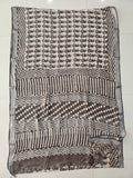 HAND BLOCK BLACK & WHITE PRINTED COTTON LINEN SAREE WITH BLOUSE  (LCS196)