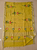 HAND BLOCK BLACK & WHITE PRINTED COTTON LINEN SAREE WITH BLOUSE  (LCS211)