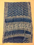 HAND BLOCK BLACK & WHITE PRINTED COTTON LINEN SAREE WITH BLOUSE  (LCS209)