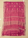 HAND BLOCK BLACK & WHITE PRINTED COTTON LINEN SAREE WITH BLOUSE  (LCS216)
