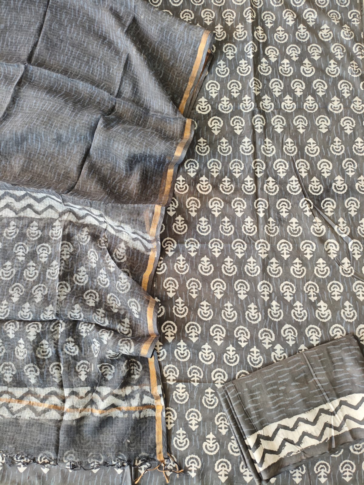 JAIPURI BLOCK PRINTED COTTON SUIT WITH KOTA DUPPATA (CKS134)
