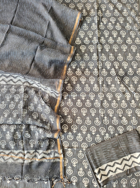 JAIPURI BLOCK PRINTED COTTON SUIT WITH KOTA DUPPATA (CKS134)