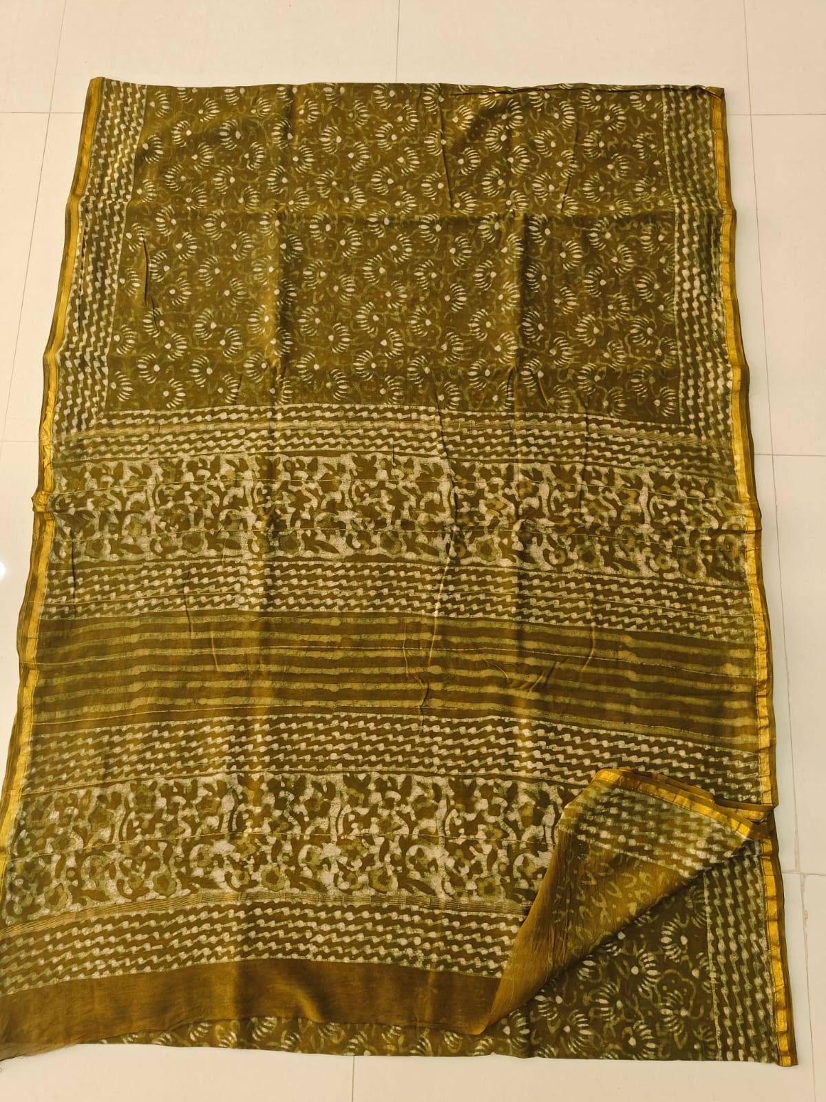 Bagru Hand Block Printed Chanderi Silk Saree with Blouse (CSS127)