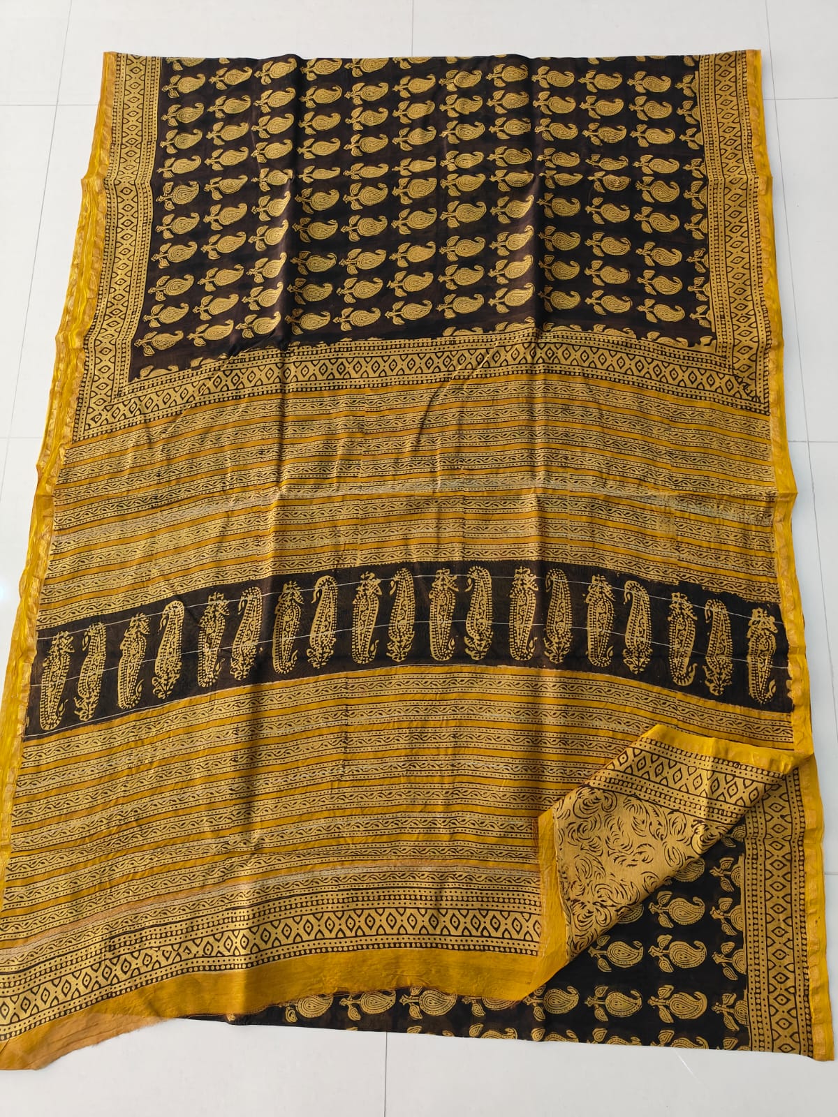 Bagru Hand Block Printed Chanderi Silk Saree with Blouse (CSS128)