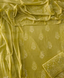HAND BLOCK PRINTED COTTON 3-PIS SUIT WITH MULMUL DUPPATA (CMS139)